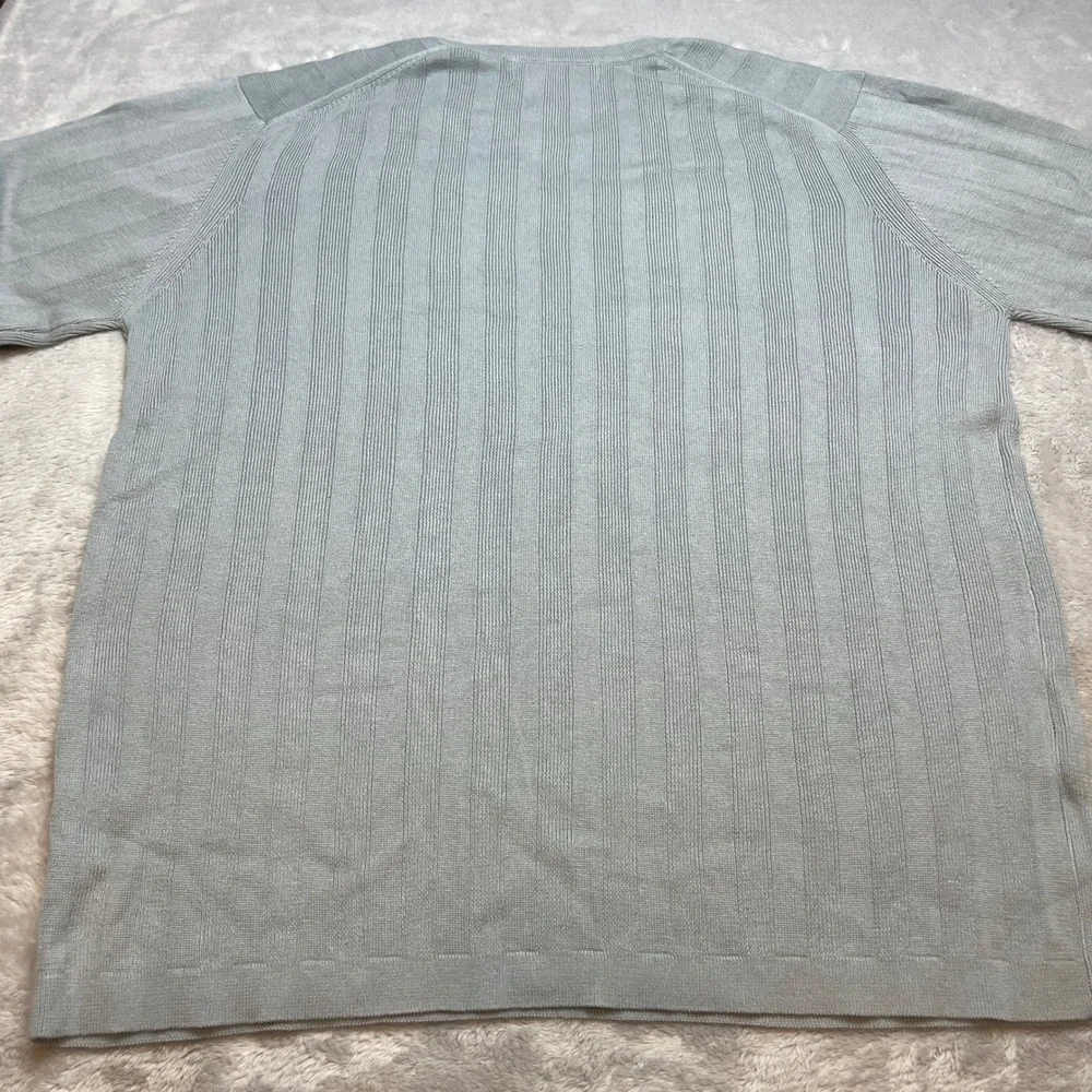 Vtg NWT Banana Republic Mens Ribbed Sweater Size L Blue Gray V-Neck 100% Cotton